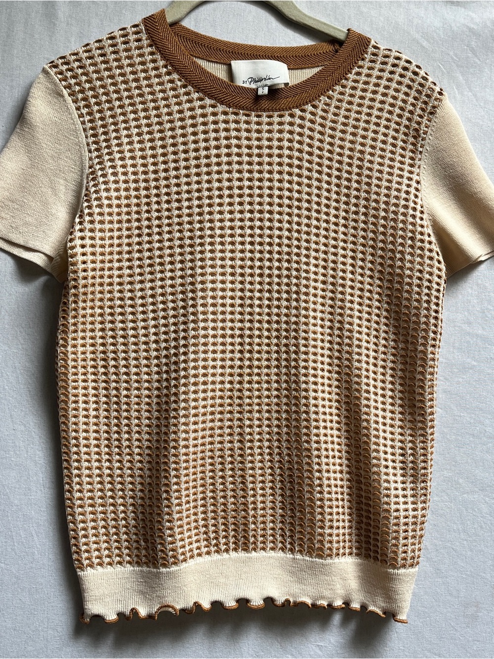 3.1 Phillip Lim Wool Blend Crochet Knit Top Size Small